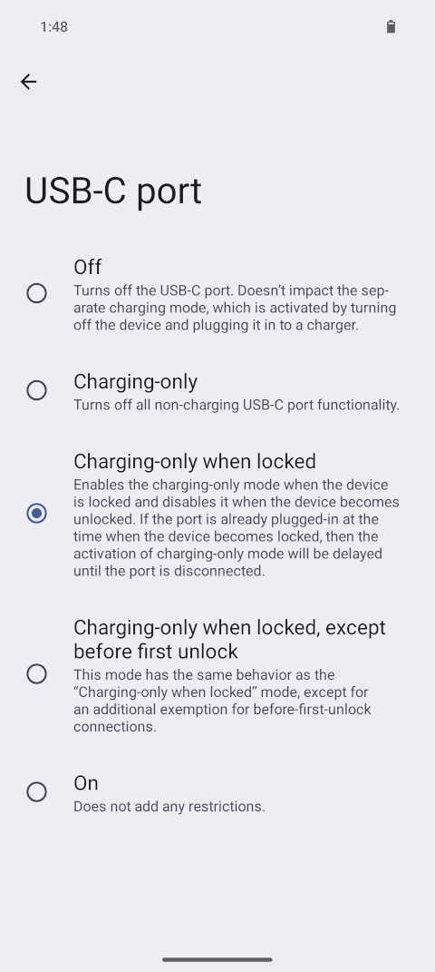 Screenlock settings